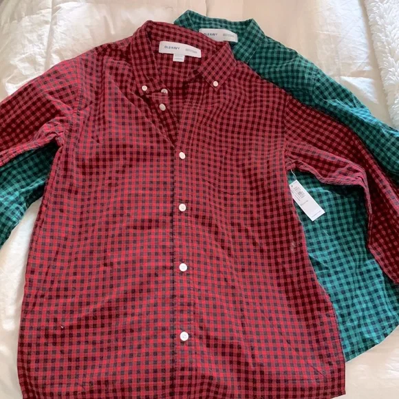 Old Navy | Shirts & Tops | Old Navy Holiday Plaid Dress Shirt For Boys Size  Xl In Red And Green Tags On | Poshmark